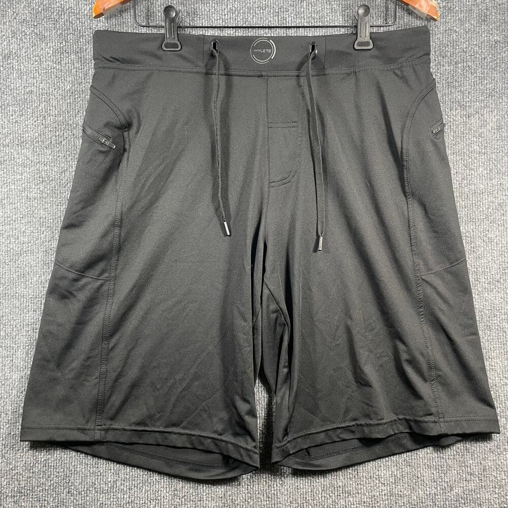 Hylete Shorts Men's Large Black Drawstring Zip Pockets Activewear Gym Running
